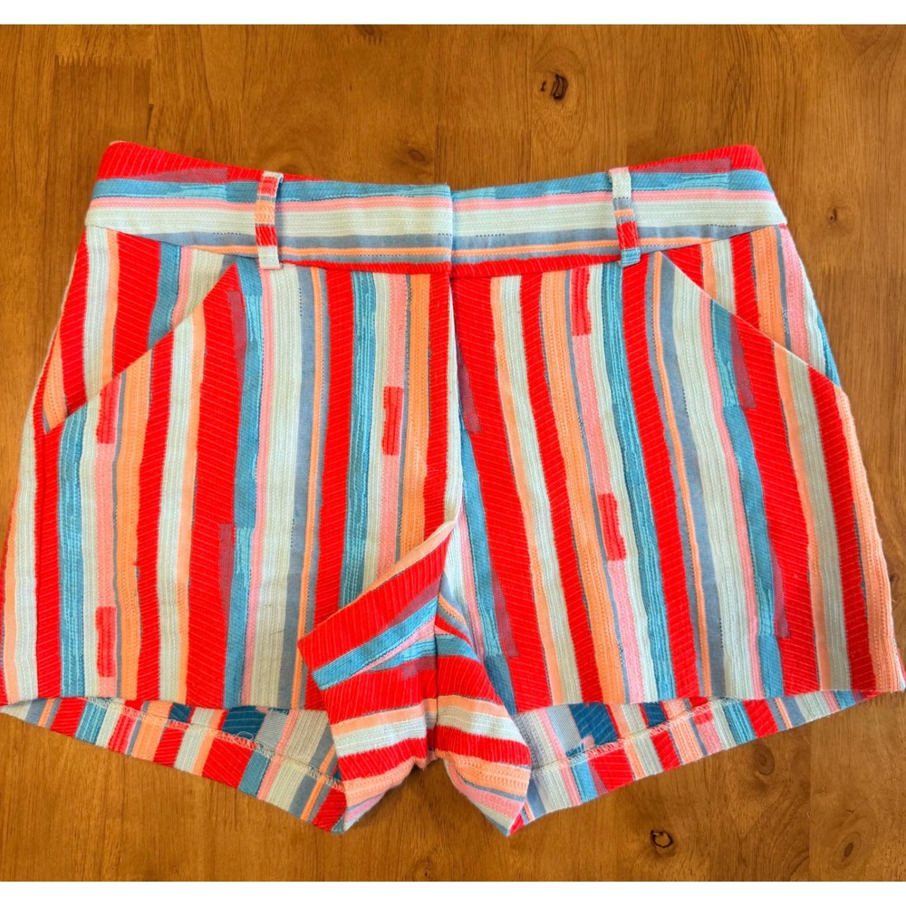 Anthropology Drew Striped High Waisted Shorts Multicolor Size 4 Made in‎ USA